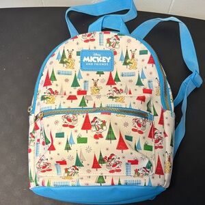 Disney Mickey and Friends Holiday Mini Backpack - Blue, Red & Green